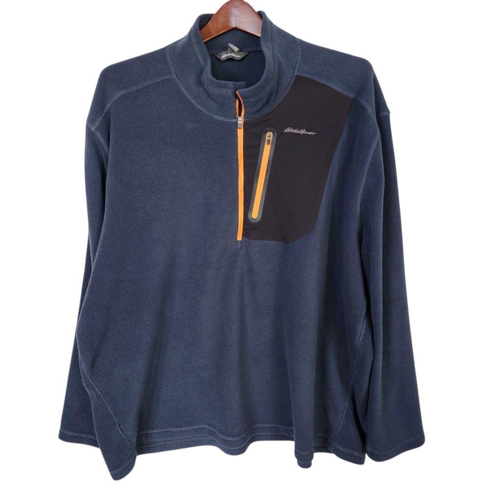 Eddie Bauer Men's 3XB 1/4 Zip Fleece Pullover Blue Orange Big & Tall